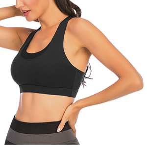 High Quality Elastic <b>Tight</b>-fitting <b>Black</b> Yoga Bra High Support Seamless Comfortable Breathable Soft Women's Fitness Bra - Product Image 2