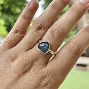 Heart Shape 18k Silver Plated Brass Gemstone <b>Ring</b> <b>Adjustable</b> Women Japanese Fashion Jewelry Luxury Style Bezel Setting <b>Rings</b> - Product Image 4