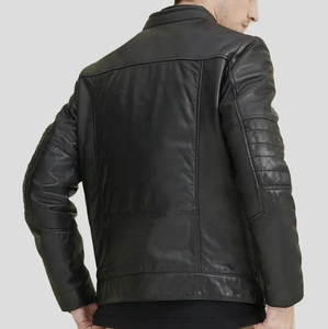 Chaqueta de Cuero de Doble Cara sin Capucha para Hombre, Estilo Motero, Secado Rápido, Cierre de Cremallera, Color Sólido, Corte Regular, Ropa de Invierno - Product Image 4