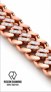 18K Rose Gold Cuban Link Bracelet Micro Pave Lab Grown Diamonds Fully Iced Clasp Bold Interlocking Chain <b>Mens</b> Luxury Jewelry - Product Image 3