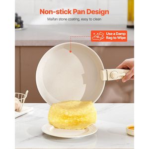 Set pentole e padelle da cucina a induzione antiaderente in granito bianco da 17 pezzi - Product Image 5