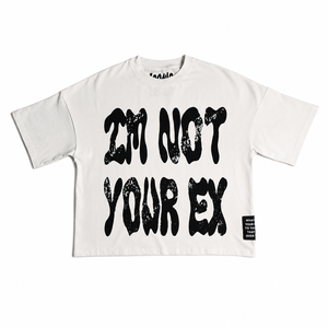 เสื้อยืดโอเวอร์ไซส์ทรงครอป I'm Not Your Ex สีดำ แขนสั้น สไตล์สตรีท ผ้าคอตตอนเจอร์ซีย์ คอกลม พิมพ์ลายกราฟิก สำหรับผู้ชาย - Product Image 2