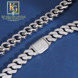 Collar de cadena tipo Curb con incrustaciones de moissanita para hombre, chapado en rodio, joyería hip hop, plata de ley 925 - Product Image 4