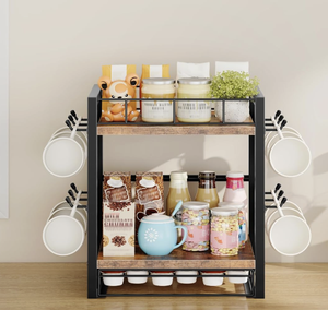 Cup and <b>Plate</b> Holder with Hooks Utensil <b>Rack</b> Space Saving Dish Organizer for Kitchen and Tea storage - Product Image 2