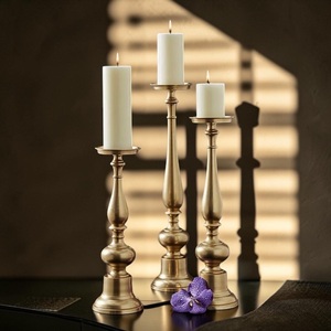 Ensemble de 3 chandeliers en laiton pour bougies coniques, décoration de la maison, mariage, porte-bougies en métal durable - Product Image 6