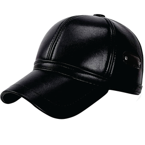 High Quality Winter Vintage Genuine Leather <b>Baseball</b> <b>Cap</b> Men Sporty Dobby Earflap Waterproof Embossed Metal Buckle Closure - Product Image 4