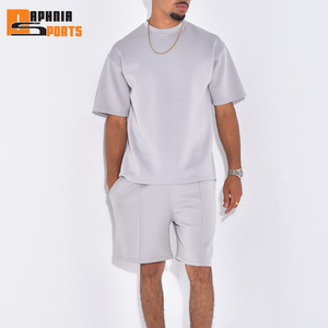 Custom <b>Men's</b> Summer Casual Two Piece Set Plain Bamboo Fiber <b>Short</b> Sleeve T-Shirt <b>Shorts</b> Breathable Knitted Fabric <b>for</b> Daily Wear - Product Image 4