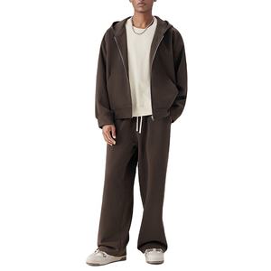 Survêtement unisexe à fermeture éclair surdimensionné à logo personnalisé, très vendu, 2 pièces, coton mélangé lourd, streetwear, survêtement à fermeture éclair pour homme - Product Image 1