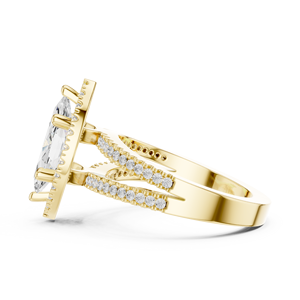Anillos Clásicos de Halo con Diamante Cultivado en Laboratorio Certificado por IGI, Corte Marquesa de 2 Quilates, Oro Amarillo de 14K, para Aniversario, Boda o Compromiso - Product Image 4