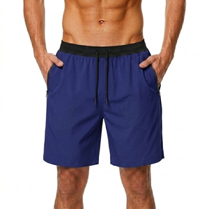 Shorts de sport pour homme personnalisés, séchage rapide, entraînement en salle de sport, course à pied, poches zippées, taille élastique, cordon de serrage, tissu en toile 100% coton - Product Image 1