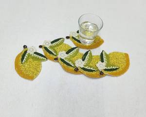 Handmade Beaded Pumpkin Decoration Orange Red Green Reusable Eco-Friendly Fabric <b>Bar</b> <b>Mat</b> Autumn Design Luxury - Product Image 1