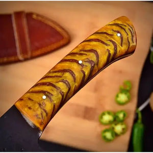 Couteau de chef Burraq artisanal en acier au carbone, multifonctionnel, motif goutte de pluie, étui en cuir, manche en bois DIY OEM, cuisine - Product Image 6