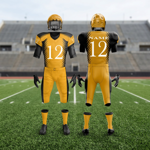 Maquette d'uniforme de football américain personnalisable avec une palette de couleurs or et noir et le numéro 12 - Product Image 4
