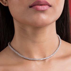 Fine Jewelry Hip Hop 925 Sterling <b>Silver</b> VVS Lab Grown Diamond Round Tennis Chain Necklace for Men Women - Product Image 4