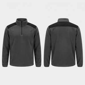 Men Half Zip Puller <b>Fleece</b> <b>Jacket</b> Made With <b>Warm</b> <b>Fleece</b> Fabric Relaxed Silhouette Secure Front Zip Elastic Sleeve Cuffs Kangaroo - Product Image 6