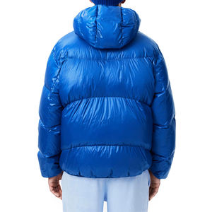 Chaqueta Acolchada Azul con Capucha para Hombre, Cortavientos, Transpirable, Informal, de Invierno, con Cierre de Cremallera, Color Sólido, Lona Gruesa de Poliéster - Product Image 5