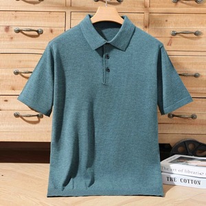 Suéteres de lana de alta calidad para hombre, suéteres de verano para negocios, suéter polo fino de manga corta tejido. - Product Image 1