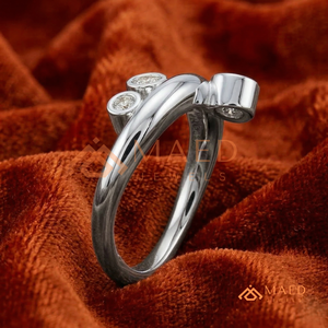 Custom Three-Stone Bypass Diamond <b>Ring</b> | 925 Sterling <b>Silver</b> or 14K Gold Bezel <b>Set</b> Moissanite Crossover <b>Ring</b> Diamond - Product Image 2