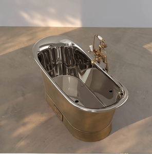 Baignoire autoportante double avec finition extérieure texturée bronze rustique, disponible à prix de gros. - Product Image 5