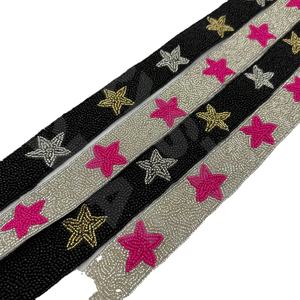 CRYSTAL CRAFT Rouge et Noir Perles de Verre Personnalisées Sangle de Sac à Main Or Blanc Perle de Rocaille Style Indien Accessoires à la Mode pour Sacs - Product Image 1