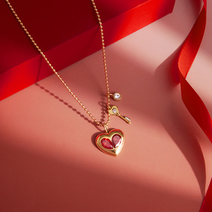 Regalo Romántico, Collar con Colgante de Corazón de Circonio en Acero Inoxidable Chapado en Oro de 18K, Joyería de San Valentín - Product Image 4