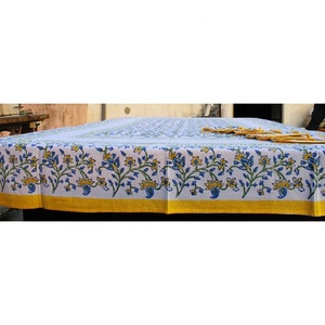 New Arrival Hand Block Printed Beautiful Cotton <b>Table</b> Cloth 6 Seater with Napkin's Dining <b>Table</b> <b>Cover</b> "60x90"Inches - Product Image 6