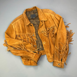 Best Looking OEM Service <b>Men's</b> Winter Casual Fringe <b>Suede</b> Leather <b>Jacket</b> High Quality Genuine Western Style Stand Collar Cowboy - Product Image 4