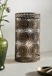 Antiguo rústico marroquí cilíndrico linterna hecha a mano hierro Metal votivo portavelas hogar boda Navidad Decoración - Product Image 3