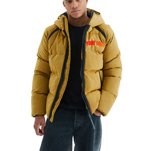 Chaqueta de nailon para hombre con logo personalizado, gruesa, de invierno, con cuello alto y diseño de burbujas multicolor, abrigo largo y cálido para exteriores. - Product Image 1