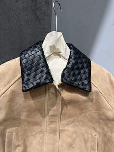 Blouson en daim pour homme, col rabattu, fermeture éclair, coupe courte, couleur unie, vêtement d'automne décontracté - Product Image 4