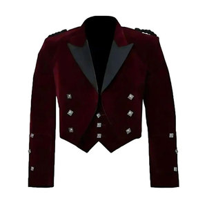 Chaqueta Escocesa de Terciopelo Marrón para Hombre, Estilo Príncipe Charlie, con 3 Botones, Chaleco, Traje Tradicional de las Tierras Altas de Alta Calidad - Product Image 1