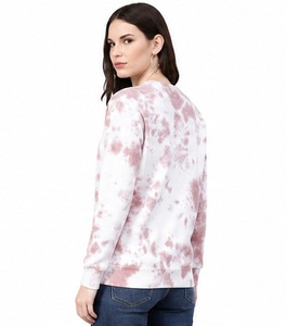 Sweat-shirt tie-dye pour femme, manches longues, col rond, décontracté, vêtements d'automne, coton, fibre de bambou, tricoté, respirant, coupe régulière - Product Image 3