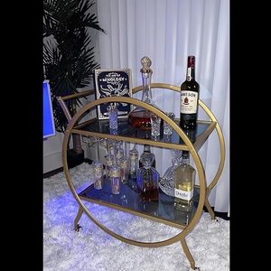Chariot de bar moderne en métal, chariot à boissons roulant, mobilier de bar de luxe pour la maison, restaurant, hôtel, collection de service de boissons, acier noir - Product Image 6