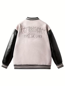 <b>Men's</b> Casual Embroidered <b>Letter</b> Front Casual Varsity <b>Jacket</b> Autumn Winter Warm Vest Coat with Slim Fit Cotton Blend All Weather - Product Image 2