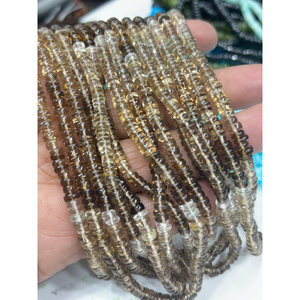 Perles de pierres précieuses de haute qualité pour la fabrication de bijoux, 17 pouces, quartz fumé naturel ombré, forme Heishi lisse, taille 6-7 mm - Product Image 1