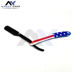 Rasoir de barbier professionnel américain en acier inoxydable à lame droite avec verrouillage pivotant pour hommes, rasage en douceur à lame unique - Product Image 1