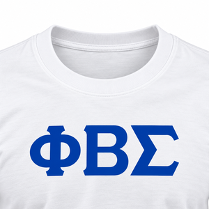 Phi Beta Sigma <b>White</b> <b>Long</b> <b>Sleeve</b> <b>T</b> <b>Shirt</b> with Royal Blue Greek Letter Chest Print O Neck Ribbed Cuffs Unisex Greek Fraternity - Product Image 5