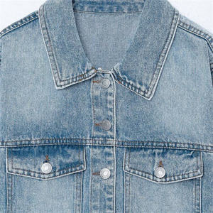 Nouvelle veste en jean tissée unie respirante et élégante pour femme, manches longues, coupe courte, bleu denim, automne 4850 - Product Image 2