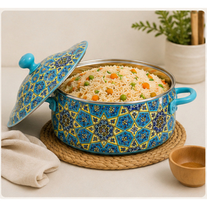 Casserole de luxe en émail imprimé arabe, marmite isotherme à double paroi en acier inoxydable, ensemble de cuisson pour le Moyen-Orient - Product Image 2