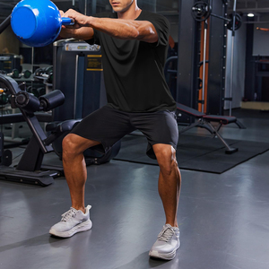 T-shirt de sport à manches courtes pour hommes, séchage rapide, couleur unie, tissu performant, vêtement confortable pour la course à pied - Product Image 3