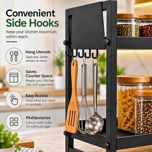 Double Tier Metal Storage <b>Rack</b> For Kitchen Spice Jars And Utensils Minimalist Standing Design Durable <b>Baking</b> Paint Finish - Product Image 2
