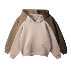 Sweat-shirt à capuche en molleton tricoté uni en mélange de coton pour homme grande taille, style streetwear décontracté, avec logo frontal, OEM ODM - Product Image 3