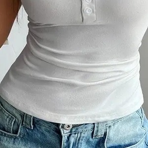 Camiseta de Tirantes Acanalada Blanca de Algodón de Alta Calidad para Mujer, Transpirable, con Logotipo Personalizado, para Gimnasio, Verano - Product Image 6