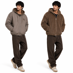 Vente en gros de sweats à capuche unisexes réversibles en molleton 100% coton, surdimensionnés pour hommes, avec logo personnalisé, fermeture éclair, double face, fournisseur USA - Product Image 5