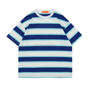 เสื้อกีฬาผ้าฝ้ายลายขวางของผู้ชาย, เสื้อยืดแขนสั้นลำลอง - Product Image 3