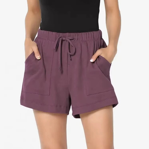 Shorts deportivos de algodón para mujer, diseño personalizado, lisos, cómodos y de gran venta. - Product Image 1