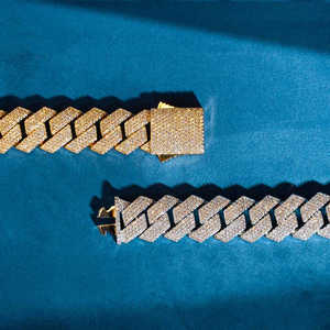 Bracelet de luxe pour homme en moissanite, style Cuban Link, entièrement pavé, en argent et or, style Hip Hop, bijou de déclaration, cadeau de fête - Product Image 2