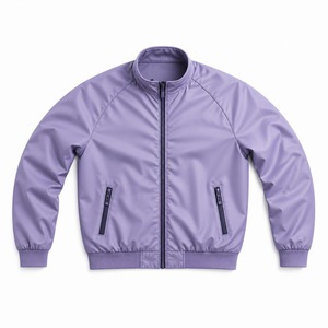Chaqueta bomber morada lisa para hombre con cuello alto, cortavientos, de poliéster, con cremallera, estilo deportivo, corte regular, para otoño - Product Image 3