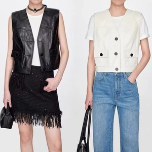 Chaleco de Cuero para Mujer, Personalizado, Impermeable, con Botones Triples, Estilo Motociclista, de Moda - Product Image 2