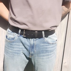 Ceinture pour homme en cuir véritable de luxe OEM, cuir de vachette pleine fleur, ceinture classique, vente en gros, logo personnalisé LMB-0093 - Product Image 6